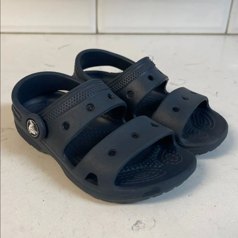 Classic Crocs Sandal Kids Navy Blue Lightweight Sandals 207537 Size 9